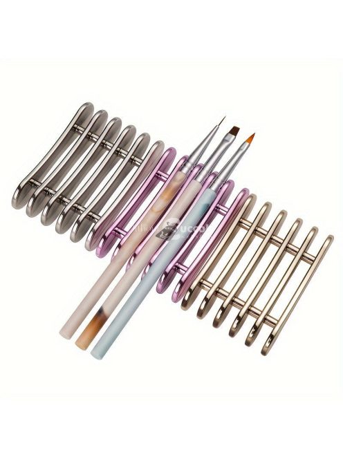 Fém körömtolltartók, Mini 5 nyílású tollrendszerező, többfunkciós akril körömeltávolító eszköz, kompakt kialakítás szalonhoz és otthoni használatra