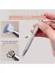   Fém körömdíszítő szivacs fogó eszköz 50 db cserélhető mini tofu blokk szivaccsal ombre körömdíszítéshez, manikűr kellékek és kiegészítők