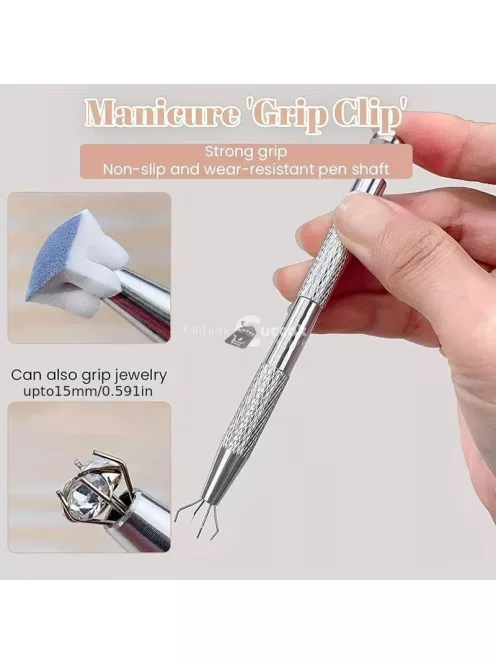 Fém körömdíszítő szivacs fogó eszköz 50 db cserélhető mini tofu blokk szivaccsal ombre körömdíszítéshez, manikűr kellékek és kiegészítők