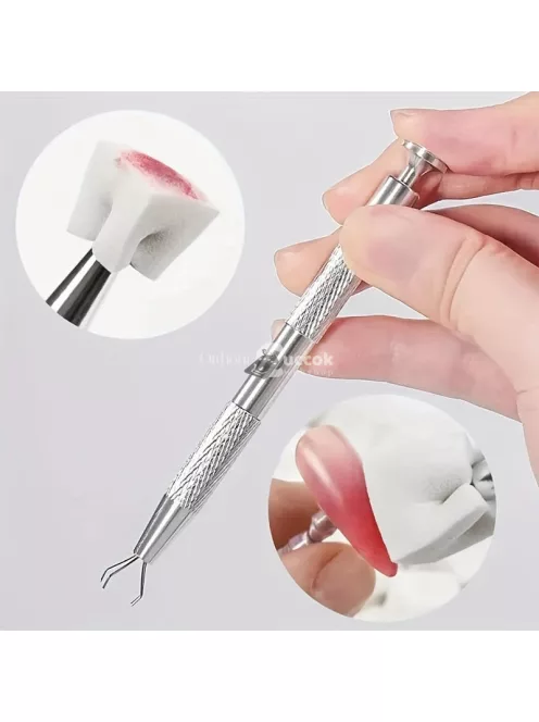 Fém körömdíszítő szivacs fogó eszköz 50 db cserélhető mini tofu blokk szivaccsal ombre körömdíszítéshez, manikűr kellékek és kiegészítők