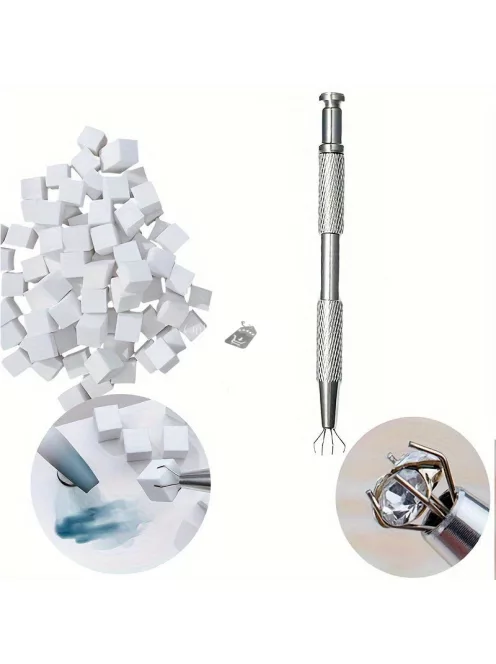 Fém körömdíszítő szivacs fogó eszköz 50 db cserélhető mini tofu blokk szivaccsal ombre körömdíszítéshez, manikűr kellékek és kiegészítők