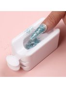 Fehér körömcsillámpor újrahasznosító doboz manikűr Gyűjtse össze a pigmentpor mikrogyöngyöket tartálytartó Kétrétegű tárolótok 2*kanállal+1*tölcsérrel