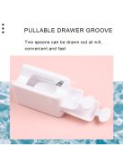 Fehér körömcsillámpor újrahasznosító doboz manikűr Gyűjtse össze a pigmentpor mikrogyöngyöket tartálytartó Kétrétegű tárolótok 2*kanállal+1*tölcsérrel