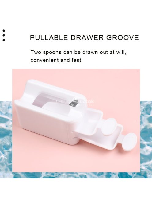 Fehér körömcsillámpor újrahasznosító doboz manikűr Gyűjtse össze a pigmentpor mikrogyöngyöket tartálytartó Kétrétegű tárolótok 2*kanállal+1*tölcsérrel