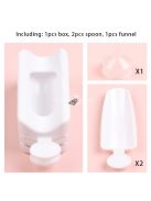 Fehér körömcsillámpor újrahasznosító doboz manikűr Gyűjtse össze a pigmentpor mikrogyöngyöket tartálytartó Kétrétegű tárolótok 2*kanállal+1*tölcsérrel