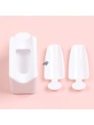 Fehér körömcsillámpor újrahasznosító doboz manikűr Gyűjtse össze a pigmentpor mikrogyöngyöket tartálytartó Kétrétegű tárolótok 2*kanállal+1*tölcsérrel