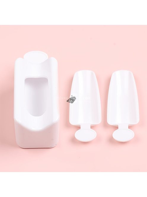 Fehér körömcsillámpor újrahasznosító doboz manikűr Gyűjtse össze a pigmentpor mikrogyöngyöket tartálytartó Kétrétegű tárolótok 2*kanállal+1*tölcsérrel