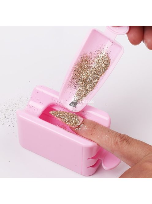 Fehér körömcsillámpor újrahasznosító doboz manikűr Gyűjtse össze a pigmentpor mikrogyöngyöket tartálytartó Kétrétegű tárolótok 2*kanállal+1*tölcsérrel