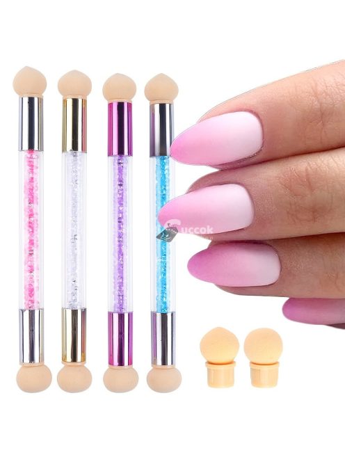 Gradient Sponges körömdíszítő ecsetkészlet 4 cserélhető fejjel – akrilgél, csillámos és púderszedő pöttyező eszközök professzionális körömművészeknek