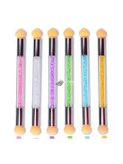 Gradient Sponges körömdíszítő ecsetkészlet 4 cserélhető fejjel – akrilgél, csillámos és púderszedő pöttyező eszközök professzionális körömművészeknek