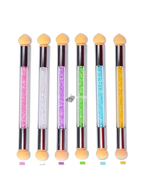 Gradient Sponges körömdíszítő ecsetkészlet 4 cserélhető fejjel – akrilgél, csillámos és púderszedő pöttyező eszközök professzionális körömművészeknek