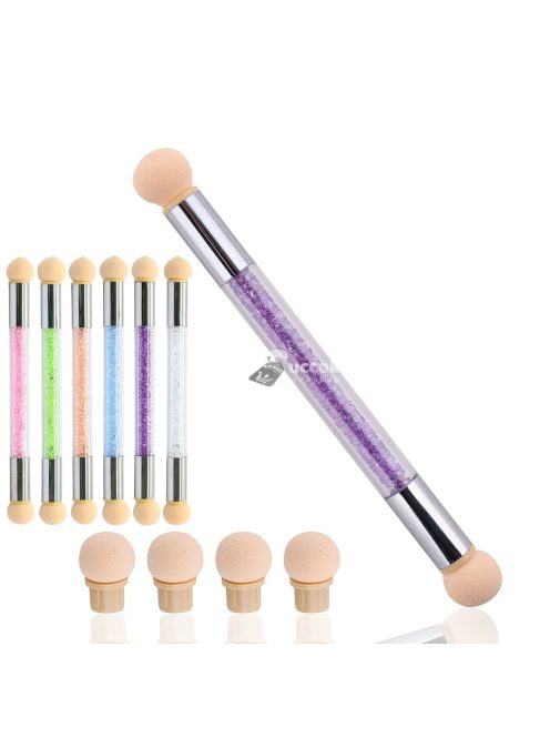 Gradient Sponges körömdíszítő ecsetkészlet 4 cserélhető fejjel – akrilgél, csillámos és púderszedő pöttyező eszközök professzionális körömművészeknek