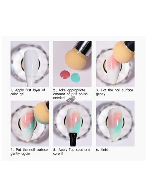 Gradient Sponges körömdíszítő ecsetkészlet 4 cserélhető fejjel – akrilgél, csillámos és púderszedő pöttyező eszközök professzionális körömművészeknek