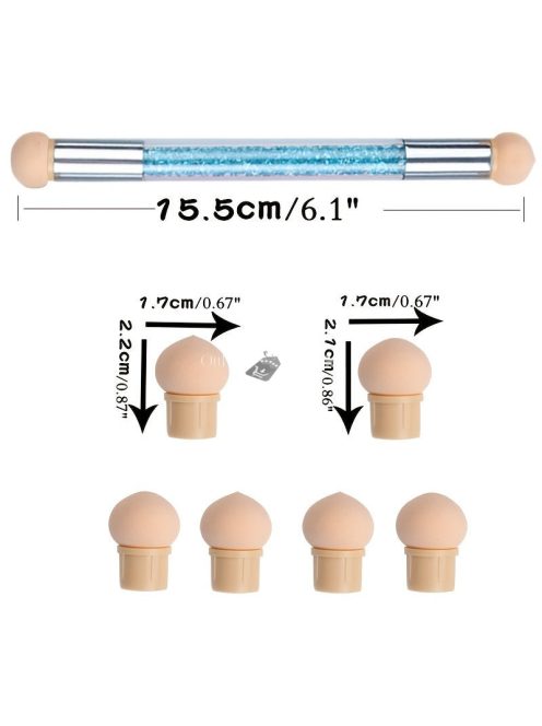 Gradient Sponges körömdíszítő ecsetkészlet 4 cserélhető fejjel – akrilgél, csillámos és púderszedő pöttyező eszközök professzionális körömművészeknek