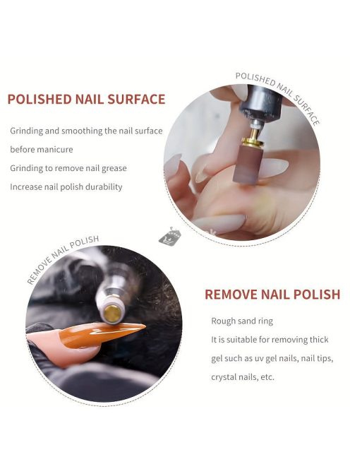 Körömfúró készlet csiszolószalagokkal és keményfém fúrókkal