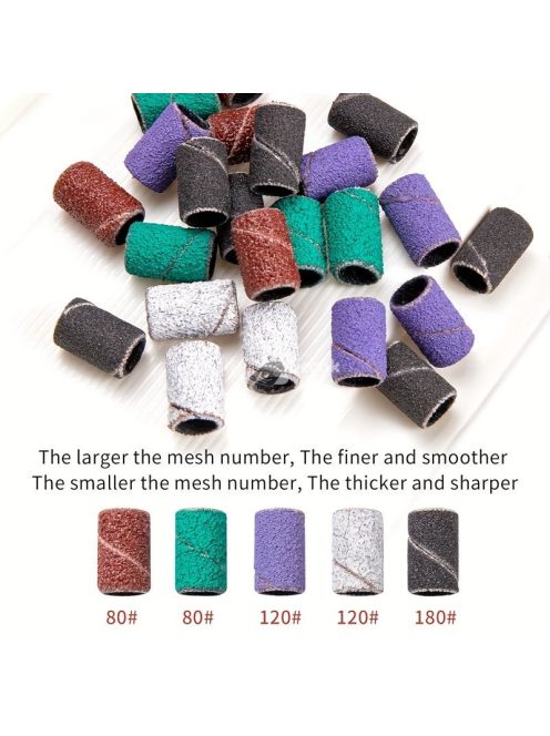 Körömfúró készlet csiszolószalagokkal és keményfém fúrókkal