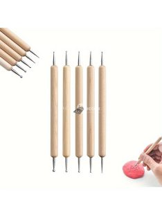   5 darabos kétvégű köröm művészeti eszközkészlet - Strasszköves szedő, faragó toll & fa pálcika manikűrhöz és pedikűrhöz