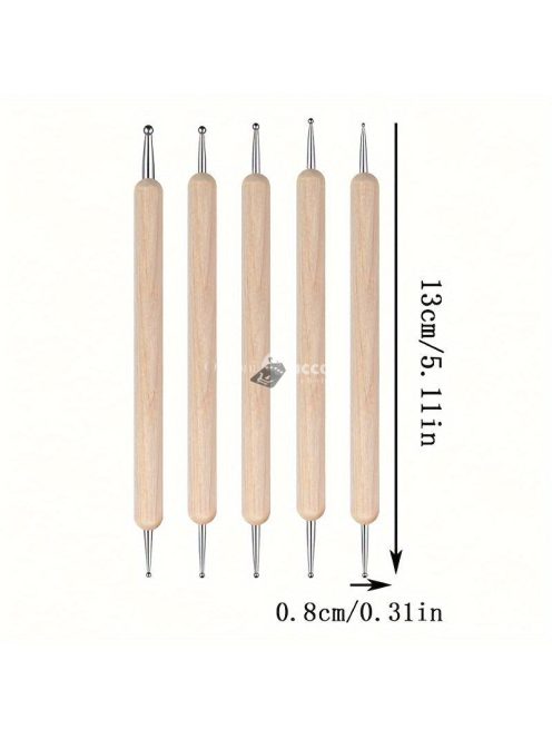 5 darabos kétvégű köröm művészeti eszközkészlet - Strasszköves szedő, faragó toll & fa pálcika manikűrhöz és pedikűrhöz