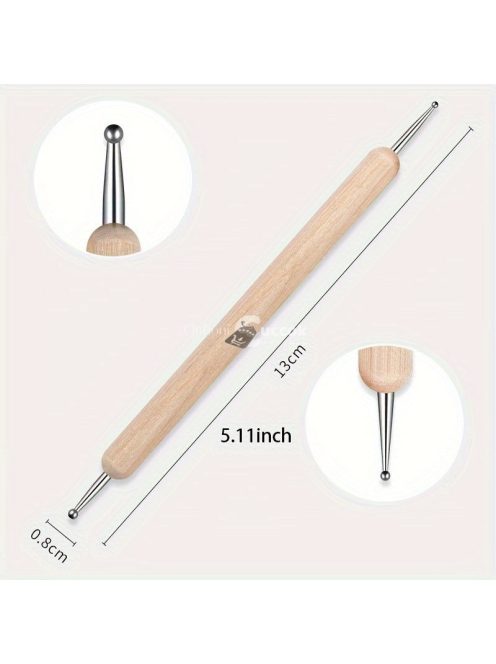 5 darabos kétvégű köröm művészeti eszközkészlet - Strasszköves szedő, faragó toll & fa pálcika manikűrhöz és pedikűrhöz