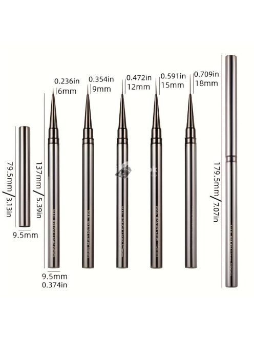 5db UV géllakk körömbélés ecsetkészlet Rajzvonalak Csíkfestés Virágtoll Körömdíszítés manikűr Fém fogantyús csíkozó ecsetek 6/9/12/15/18mm