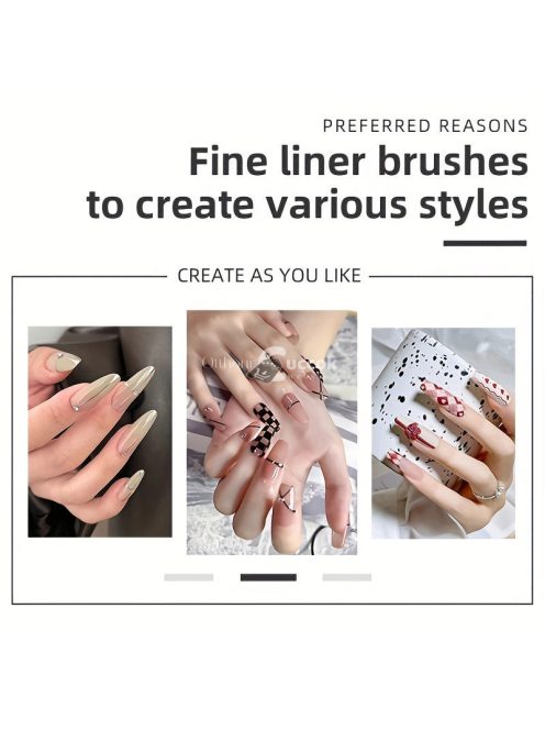 5db UV géllakk körömbélés ecsetkészlet Rajzvonalak Csíkfestés Virágtoll Körömdíszítés manikűr Fém fogantyús csíkozó ecsetek 6/9/12/15/18mm