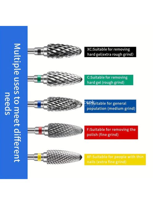 5 db Volfrámkarbid körömfúró, forgó elektromos keményfém maró manikűr géllakk eltávolítóhoz 7,62/81,28 cm körömreszelő pedikűr