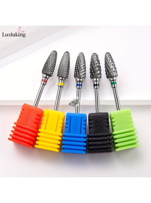 5 db Volfrámkarbid körömfúró, forgó elektromos keményfém maró manikűr géllakk eltávolítóhoz 7,62/81,28 cm körömreszelő pedikűr