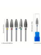 5 db Volfrámkarbid körömfúró, forgó elektromos keményfém maró manikűr géllakk eltávolítóhoz 7,62/81,28 cm körömreszelő pedikűr