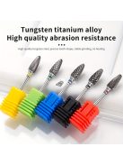 5 db Volfrámkarbid körömfúró, forgó elektromos keményfém maró manikűr géllakk eltávolítóhoz 7,62/81,28 cm körömreszelő pedikűr