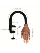 Manikűr edzőmodell kéz rugalmas ujjakkal - Állítható körömdíszítő gyakorló bábu, hipoallergén körömtechnikus eszköz szorítóval, 100 db körömtippet tartalmaz kezdőknek és profiknak