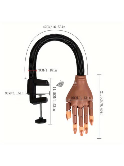 Manikűr edzőmodell kéz rugalmas ujjakkal - Állítható körömdíszítő gyakorló bábu, hipoallergén körömtechnikus eszköz szorítóval, 100 db körömtippet tartalmaz kezdőknek és profiknak