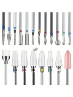   20 db-os fúrószár szett akril körömhöz – 3/32'' kerámia- és keményfém fúrószárak körömfúróhoz, professzionális manikűr, pedikűr, körömápoló eszközök, illatanyagmentes