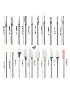   20 db-os fúrószár szett akril körömhöz – 3/32'' kerámia- és keményfém fúrószárak körömfúróhoz, professzionális manikűr, pedikűr, körömápoló eszközök, illatanyagmentes