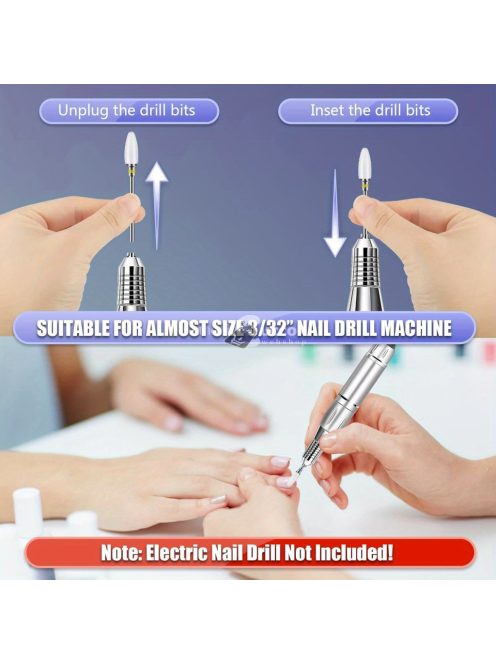 20 db-os fúrószár szett akril körömhöz – 3/32'' kerámia- és keményfém fúrószárak körömfúróhoz, professzionális manikűr, pedikűr, körömápoló eszközök, illatanyagmentes