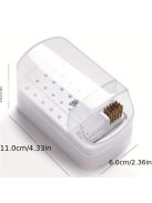 30 lyukú körömdíszítő fúró tárolódoboz ecsettel csiszoló polírozófej-tartóval, kijelző körömfúrószárral, körömtartó manikűrrel (fúrófej nélkül)