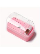 30 lyukú körömdíszítő fúró tárolódoboz ecsettel csiszoló polírozófej-tartóval, kijelző körömfúrószárral, körömtartó manikűrrel (fúrófej nélkül)