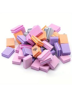   50 db-os mini körömreszelő blokk, kétoldalas csiszolóreszelők, polírozó manikűr-pedikűr eszközök, körömművészeti szivacskockák formázáshoz és simításhoz
