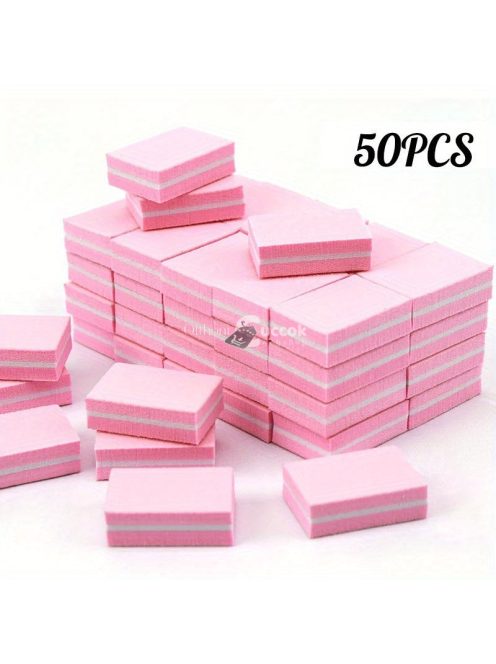 50 db-os mini körömreszelő blokk, kétoldalas csiszolóreszelők, polírozó manikűr-pedikűr eszközök, körömművészeti szivacskockák formázáshoz és simításhoz