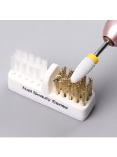   1 db elektromos körömcsiszoló fej tisztító kefe Hordozható manikűr fúrófejek tisztítószer kettős réz drótkefe tisztítóeszközök