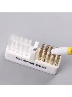   1 db elektromos körömcsiszoló fej tisztító kefe Hordozható manikűr fúrófejek tisztítószer kettős réz drótkefe tisztítóeszközök