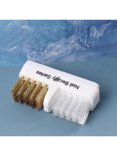 1 db elektromos körömcsiszoló fej tisztító kefe Hordozható manikűr fúrófejek tisztítószer kettős réz drótkefe tisztítóeszközök