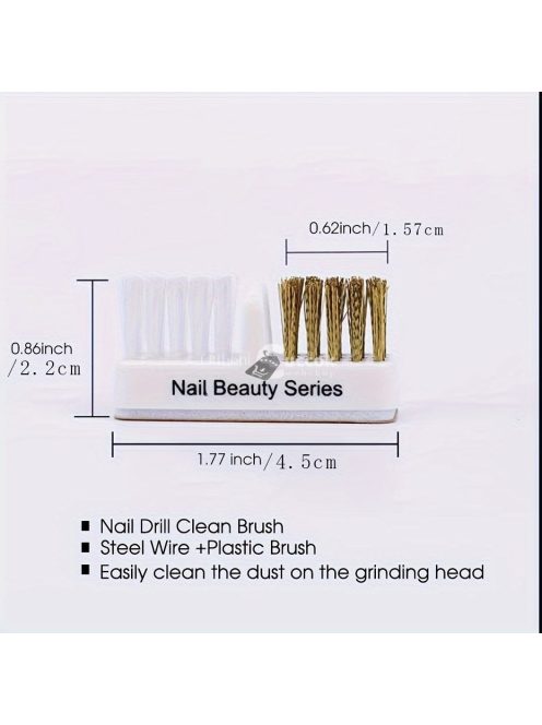 1 db elektromos körömcsiszoló fej tisztító kefe Hordozható manikűr fúrófejek tisztítószer kettős réz drótkefe tisztítóeszközök