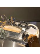 Professzionális rozsdamentes acél körömápoló szerszámtartó készlet tisztító kiegészítőkkel, manikűr-pedikűr eszközök tároló tálca készlet