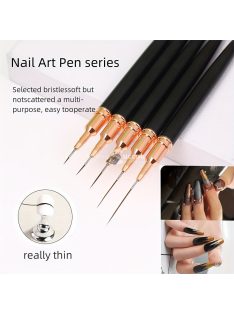   5db Rózsaszín/fekete Nail Art Ecsetek A Részletekért, Long Nail Art Line Ecsetek Manikűrzselé Finom Mintákhoz