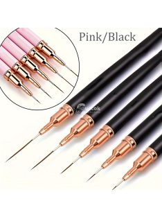   5db Rózsaszín/fekete Nail Art Ecsetek A Részletekért, Long Nail Art Line Ecsetek Manikűrzselé Finom Mintákhoz