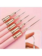 5db Rózsaszín/fekete Nail Art Ecsetek A Részletekért, Long Nail Art Line Ecsetek Manikűrzselé Finom Mintákhoz