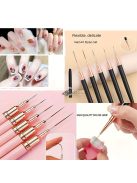 5db Rózsaszín/fekete Nail Art Ecsetek A Részletekért, Long Nail Art Line Ecsetek Manikűrzselé Finom Mintákhoz