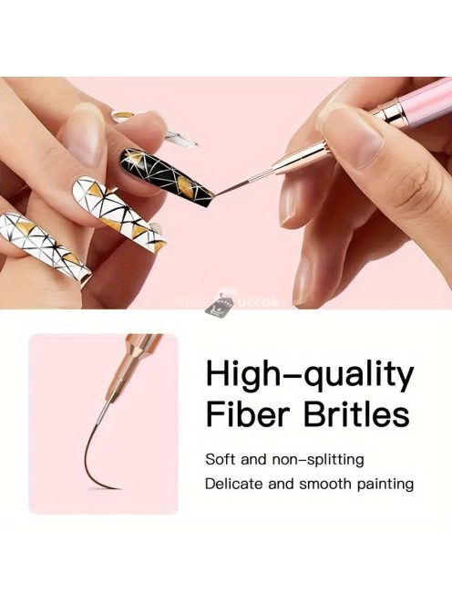 5db Rózsaszín/fekete Nail Art Ecsetek A Részletekért, Long Nail Art Line Ecsetek Manikűrzselé Finom Mintákhoz