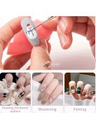 5db Rózsaszín/fekete Nail Art Ecsetek A Részletekért, Long Nail Art Line Ecsetek Manikűrzselé Finom Mintákhoz