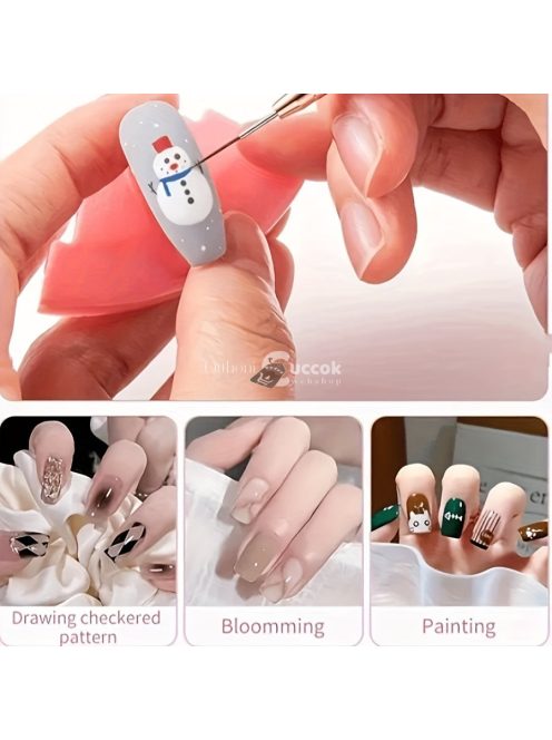 5db Rózsaszín/fekete Nail Art Ecsetek A Részletekért, Long Nail Art Line Ecsetek Manikűrzselé Finom Mintákhoz